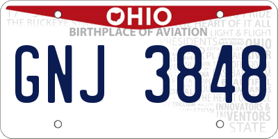 OH license plate GNJ3848
