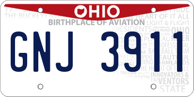OH license plate GNJ3911