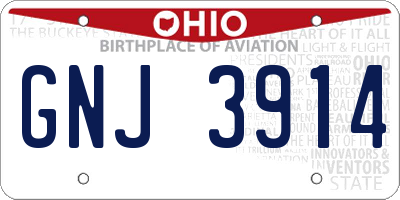 OH license plate GNJ3914
