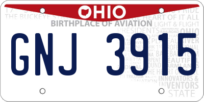 OH license plate GNJ3915
