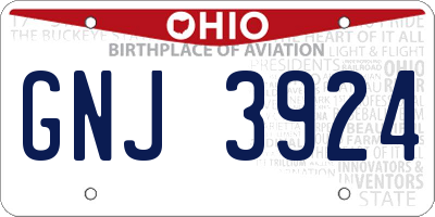 OH license plate GNJ3924