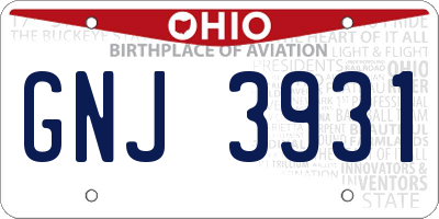 OH license plate GNJ3931