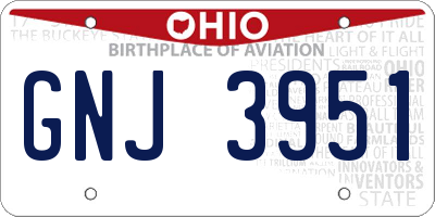 OH license plate GNJ3951