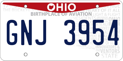 OH license plate GNJ3954
