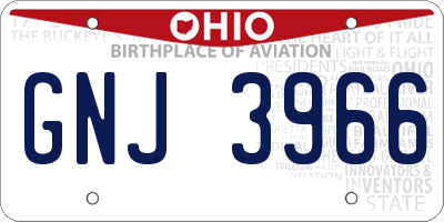 OH license plate GNJ3966
