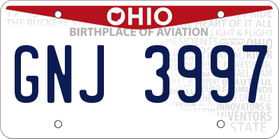 OH license plate GNJ3997