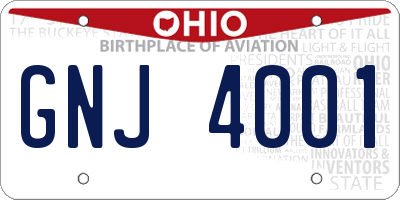 OH license plate GNJ4001