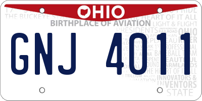 OH license plate GNJ4011