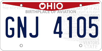 OH license plate GNJ4105