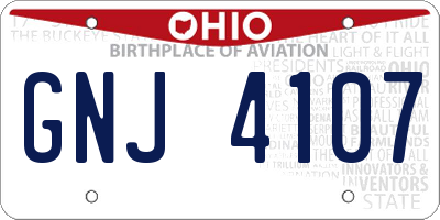 OH license plate GNJ4107