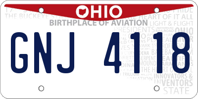 OH license plate GNJ4118
