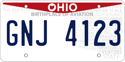OH license plate GNJ4123