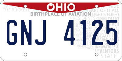 OH license plate GNJ4125