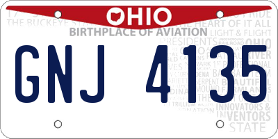 OH license plate GNJ4135