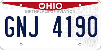OH license plate GNJ4190