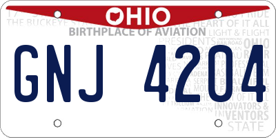 OH license plate GNJ4204