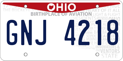 OH license plate GNJ4218