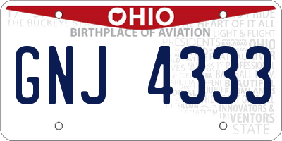 OH license plate GNJ4333