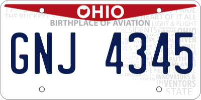 OH license plate GNJ4345