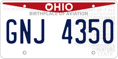 OH license plate GNJ4350
