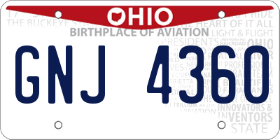 OH license plate GNJ4360