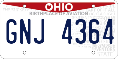 OH license plate GNJ4364