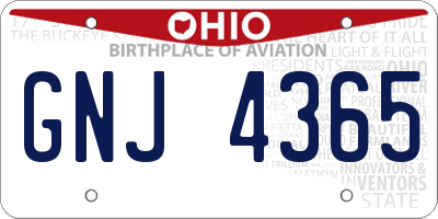 OH license plate GNJ4365