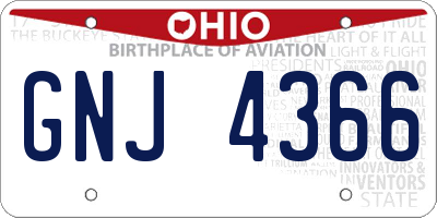 OH license plate GNJ4366
