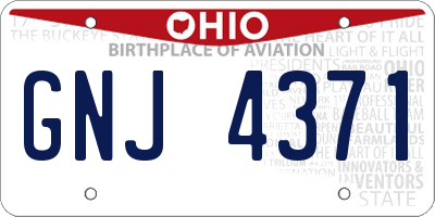 OH license plate GNJ4371