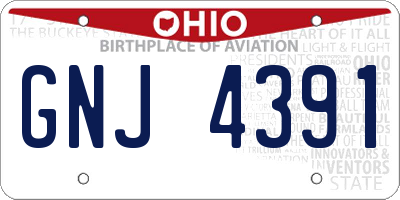 OH license plate GNJ4391