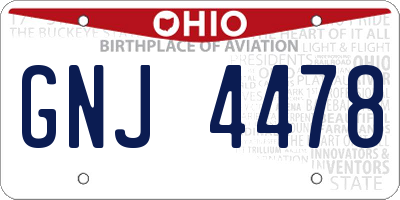 OH license plate GNJ4478