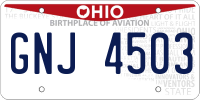 OH license plate GNJ4503