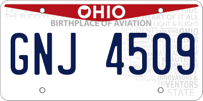OH license plate GNJ4509