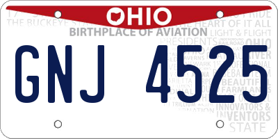 OH license plate GNJ4525