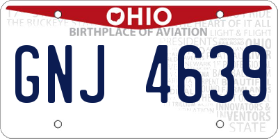 OH license plate GNJ4639