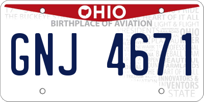OH license plate GNJ4671