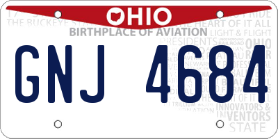 OH license plate GNJ4684