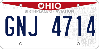 OH license plate GNJ4714