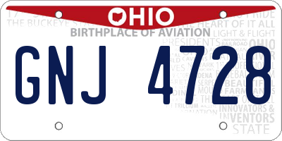OH license plate GNJ4728