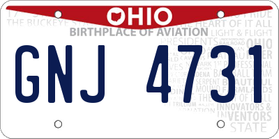 OH license plate GNJ4731