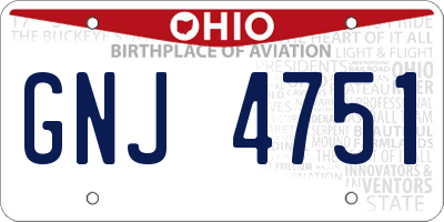 OH license plate GNJ4751
