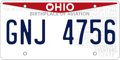 OH license plate GNJ4756