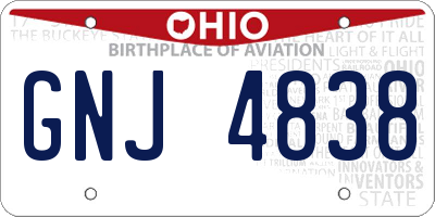 OH license plate GNJ4838