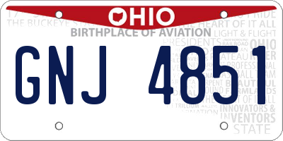 OH license plate GNJ4851