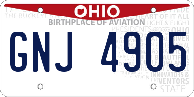 OH license plate GNJ4905