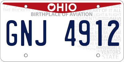OH license plate GNJ4912