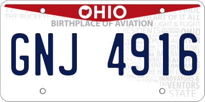 OH license plate GNJ4916