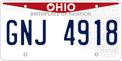 OH license plate GNJ4918