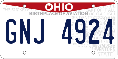 OH license plate GNJ4924