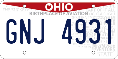 OH license plate GNJ4931